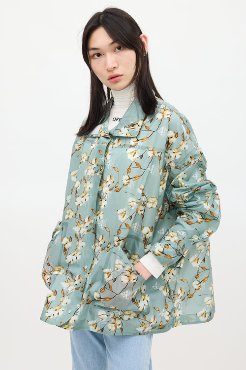 Off-White Green & Multicolour Floral Windbreaker Jacket