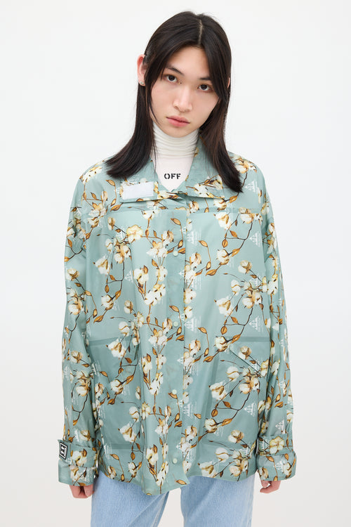Off-White Green & Multicolour Floral Windbreaker Jacket