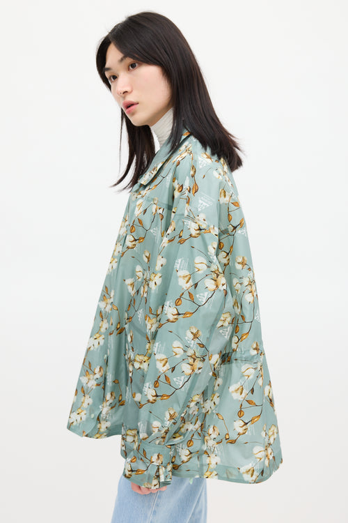 Off-White Green & Multicolour Floral Windbreaker Jacket