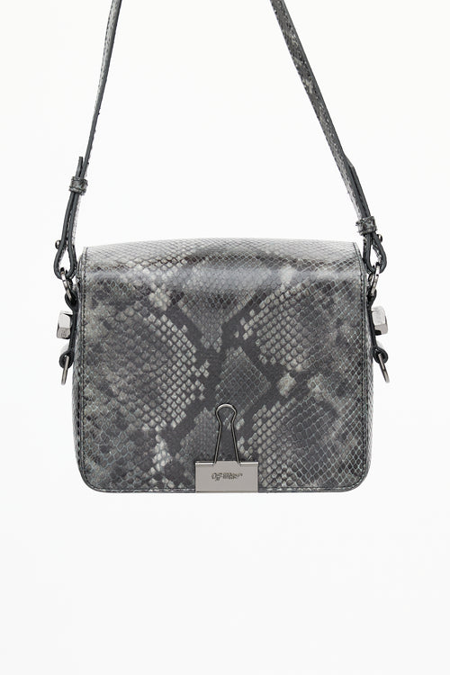 Off-White Green & Multicolour Print Binder Clip Bag