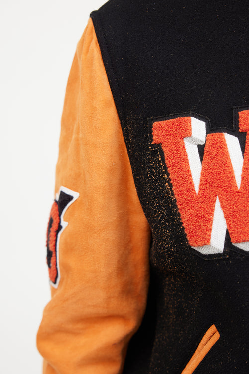 Off-White Orange & Black Patched Collegiate Jacket
