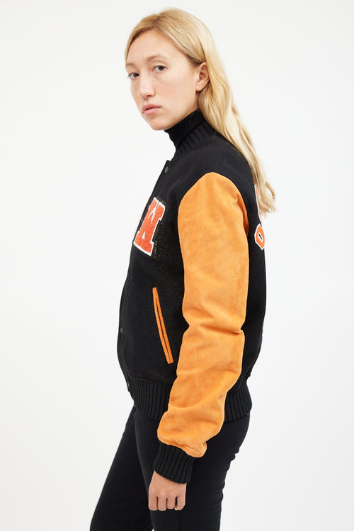 Off-White Orange & Black Patched Collegiate Jacket