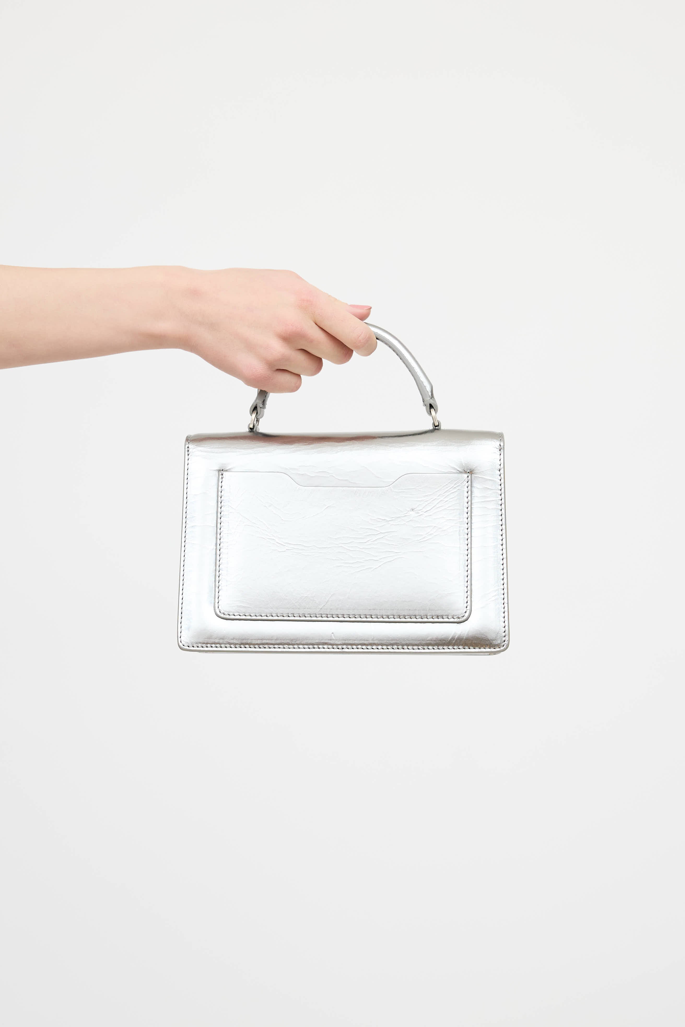 Off-White Leather Jitney 1.4 Metallic Bag