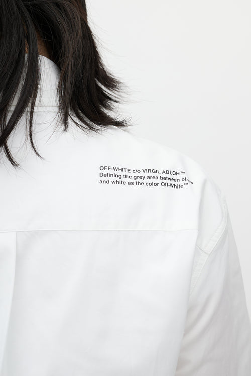 Off-White White & Black Asymmetrical Wrap Shirt