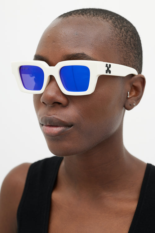 Off-White White & Blue OERI022 Rectangular Sunglasses