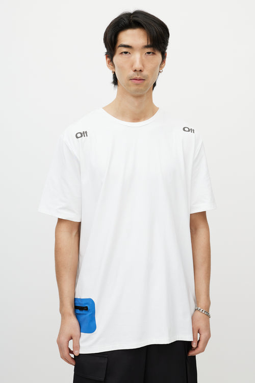 Off-White White & Blue Reflective Logo T-Shirt
