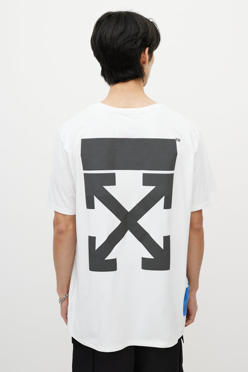 Off-White White & Blue Reflective Logo T-Shirt