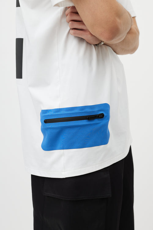 Off-White White & Blue Reflective Logo T-Shirt