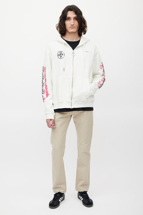 Off-White White & Multicolour Impressionism Logo Hoodie