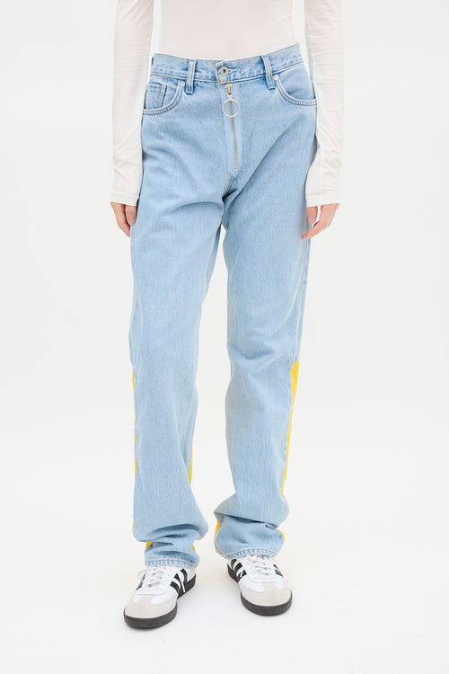 Off-White X Levis Blue & Yellow Panelled Jeans