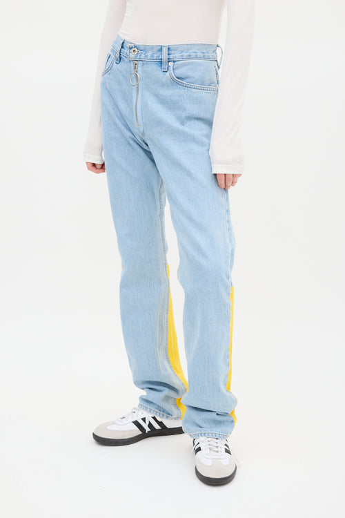 Off-White X Levis Blue & Yellow Panelled Jeans