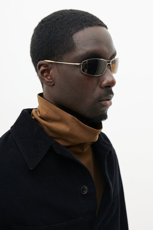 Oliver Peoples Silver & Brown Nitro 61 Sunglasses