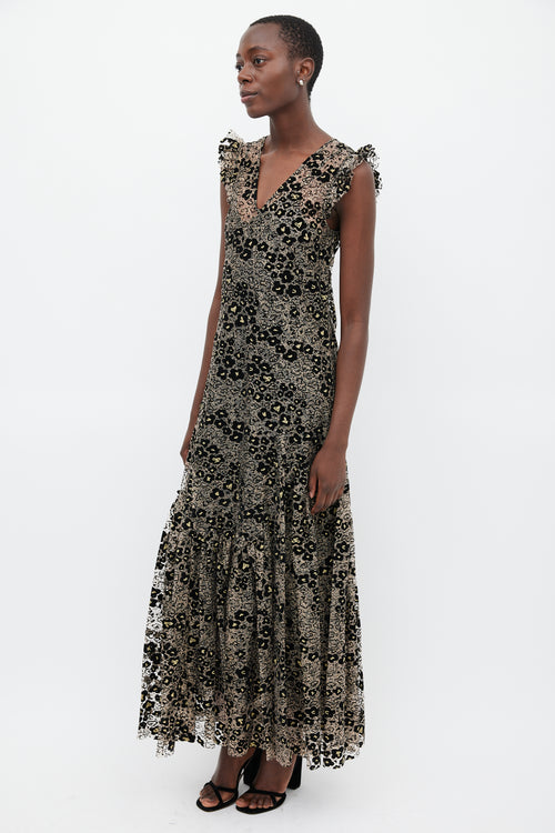 Opening Ceremony Black & Gold Metallic Floral Dress