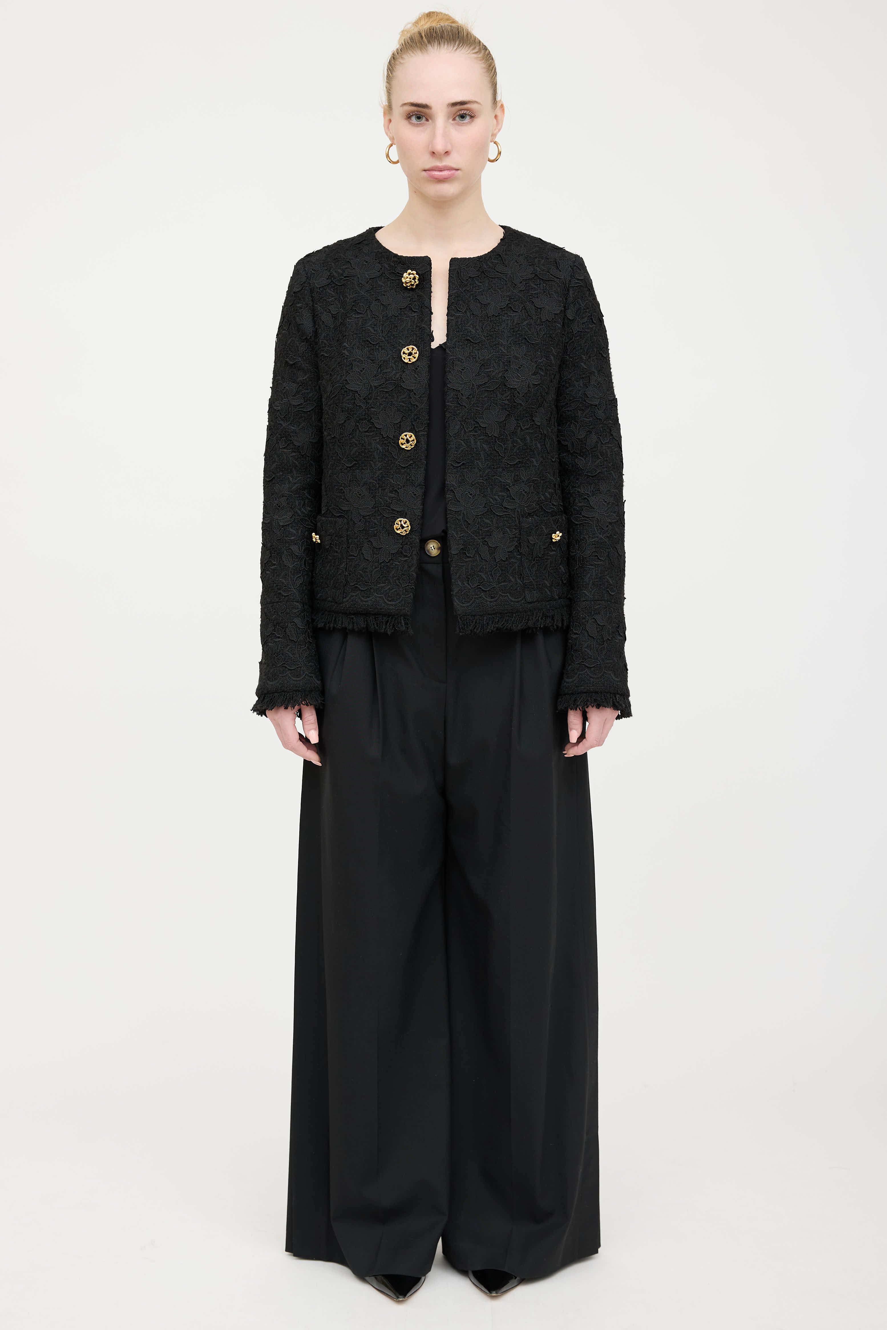 Oscar de la Renta Lace Floral Jacket