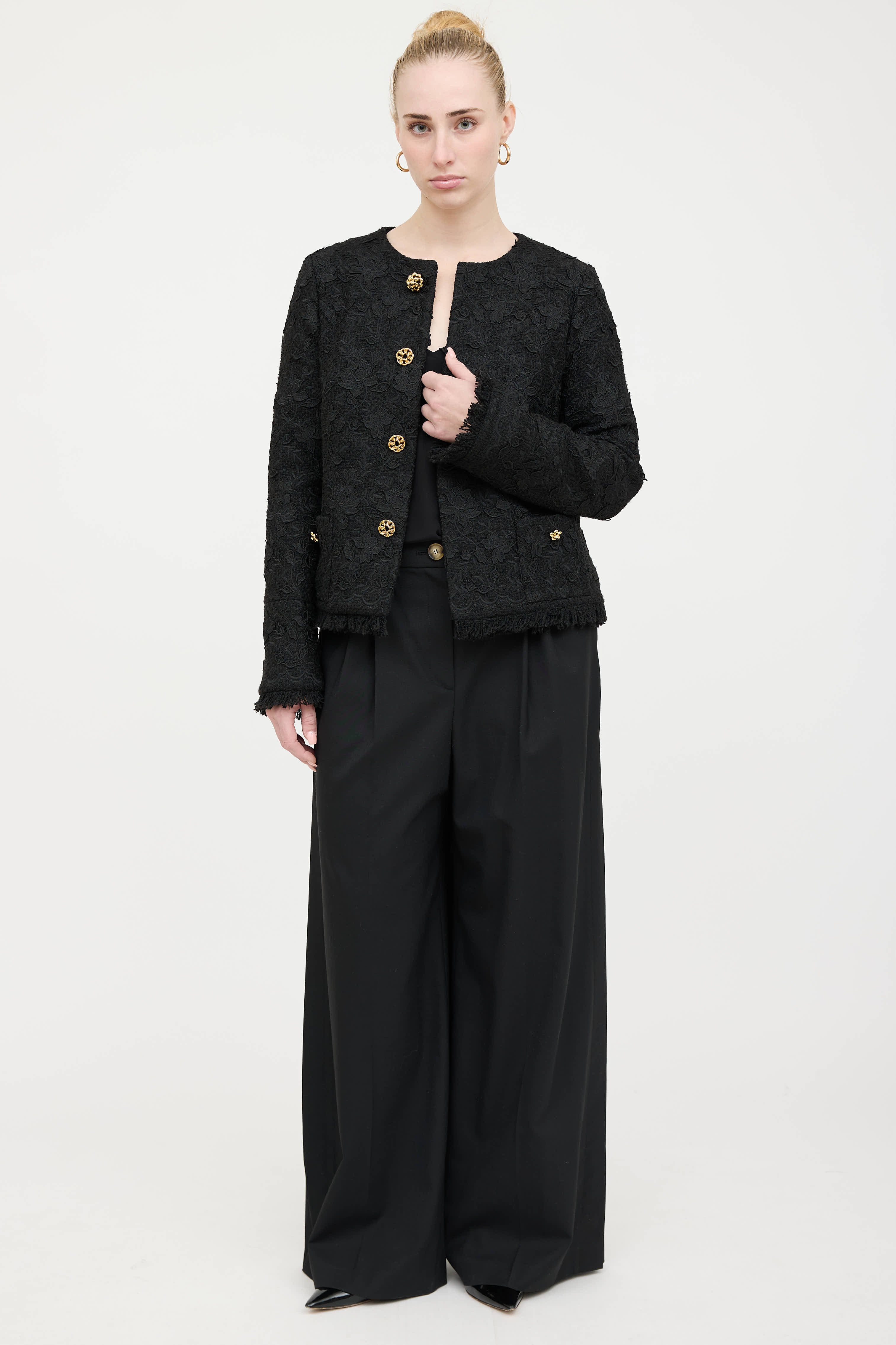 Oscar de la Renta Lace Floral Jacket
