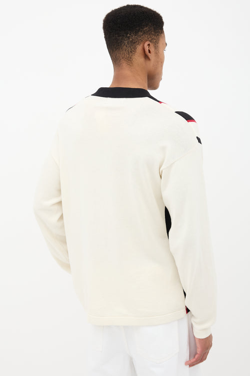 Oscar de la Renta Collared Stripe Cardigan