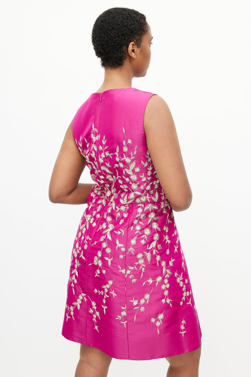 Oscar de la Renta Fall 2016 Purple & Gold Embroidered Floral Dress