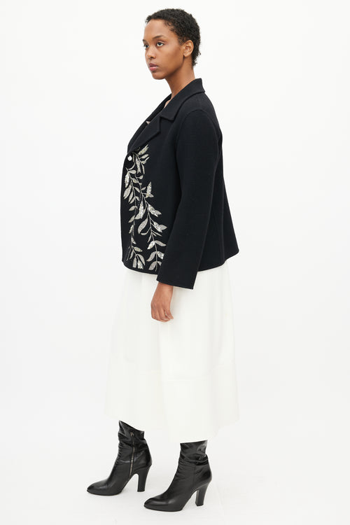 Oscar de la Renta Fall 2018 Black Wool & Silver Embroidery Jacket