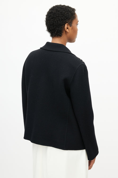 Oscar de la Renta Fall 2018 Black Wool & Silver Embroidery Jacket