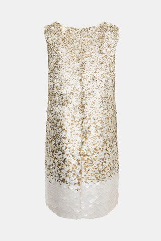 Oscar de la Renta Silk Sequin Shift Dress