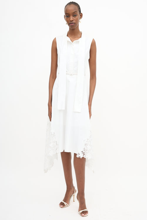Oscar de la Renta Lace Gardenia Belted Dress