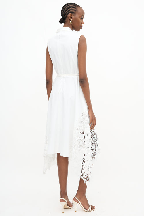 Oscar de la Renta Lace Gardenia Belted Dress