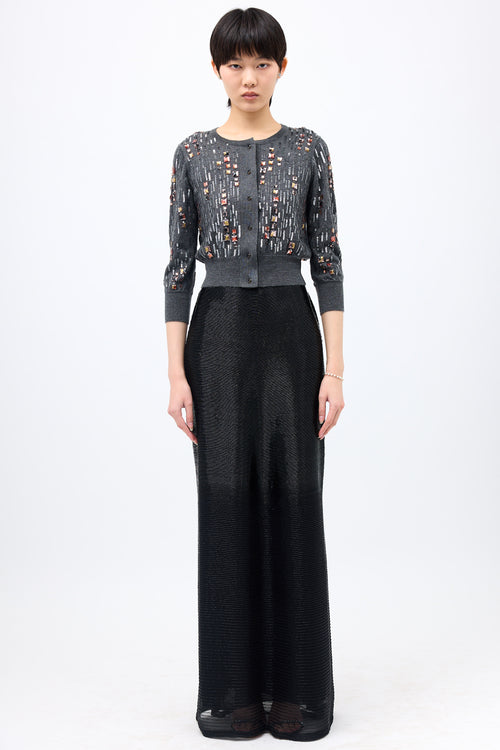 Oscar de la Renta Cashmere & Silk Embellished Cardigan