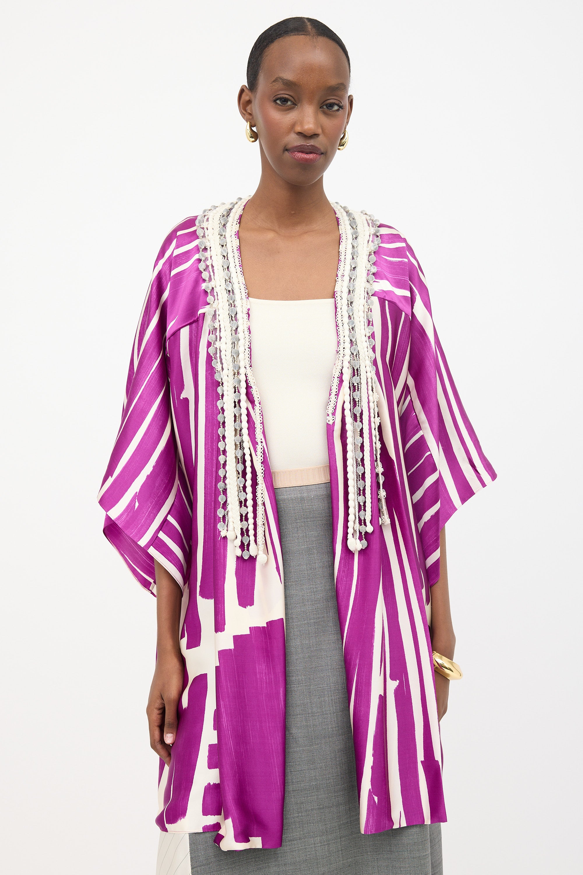 Oscar de la Renta Silk Printed Robe
