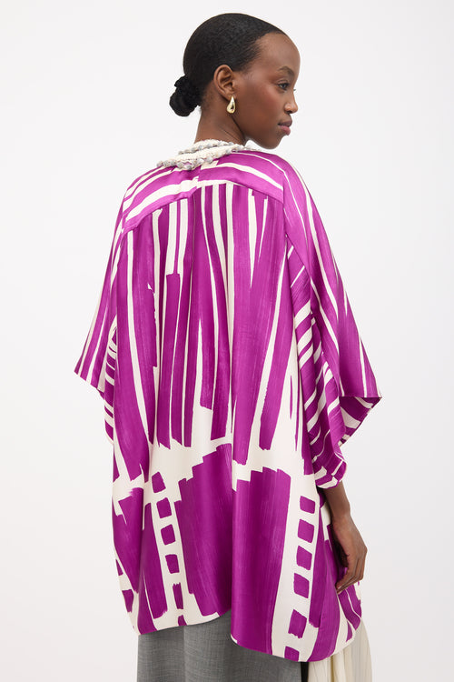 Oscar de la Renta Silk Printed Robe