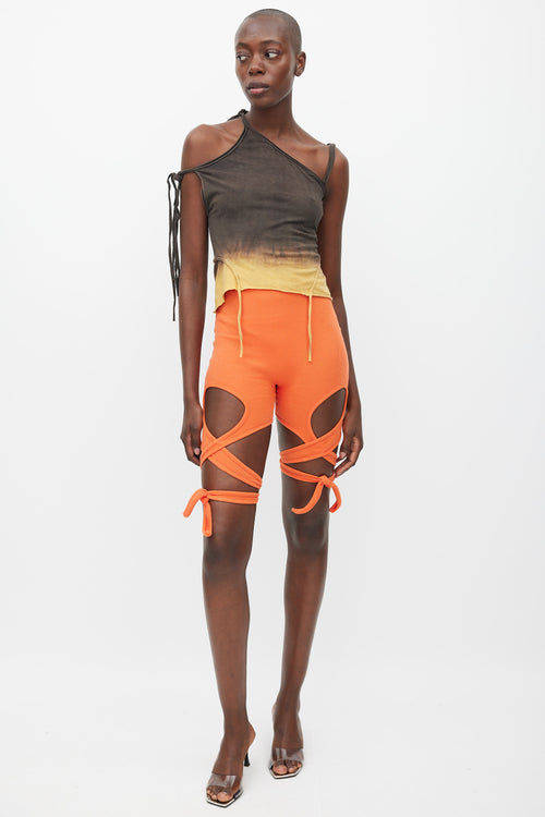 Ottolinger Brown & Yellow Asymmetrical Tie Top