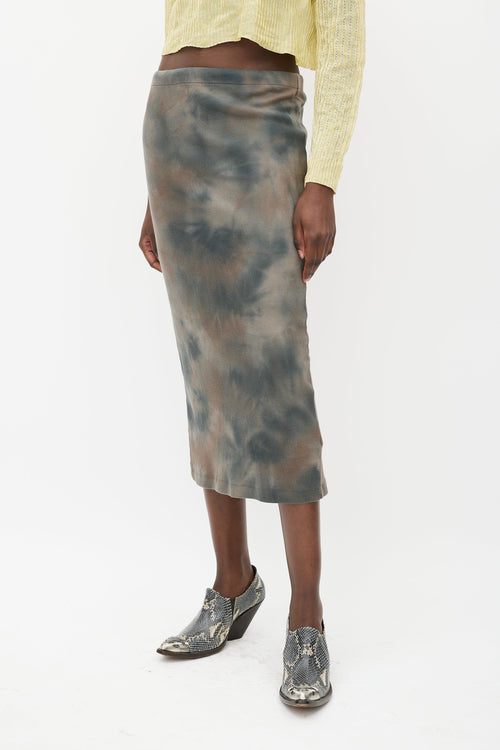 Brown & Grey Tie Dye Skirt
