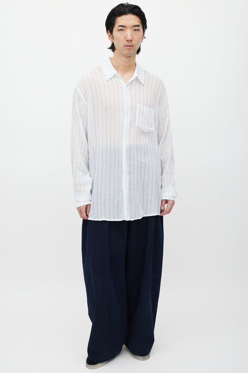 Our Legacy White & Blue Striped Shirt