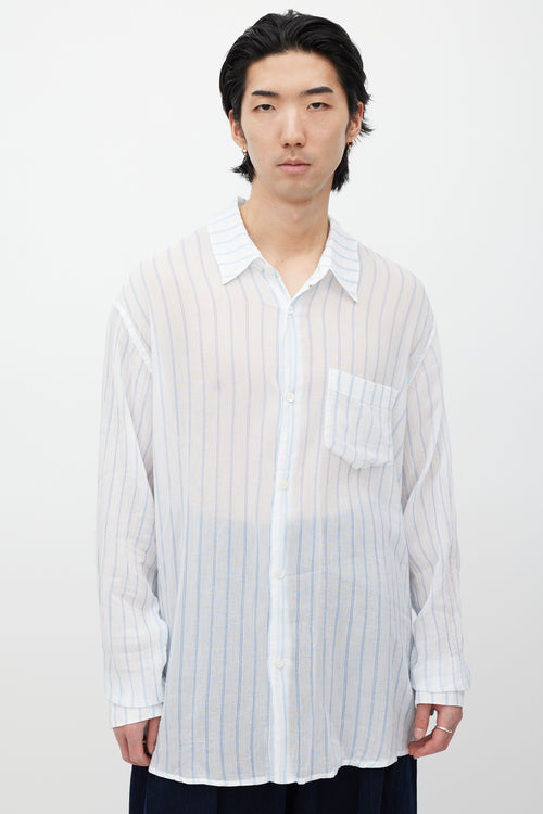 Our Legacy White & Blue Striped Shirt