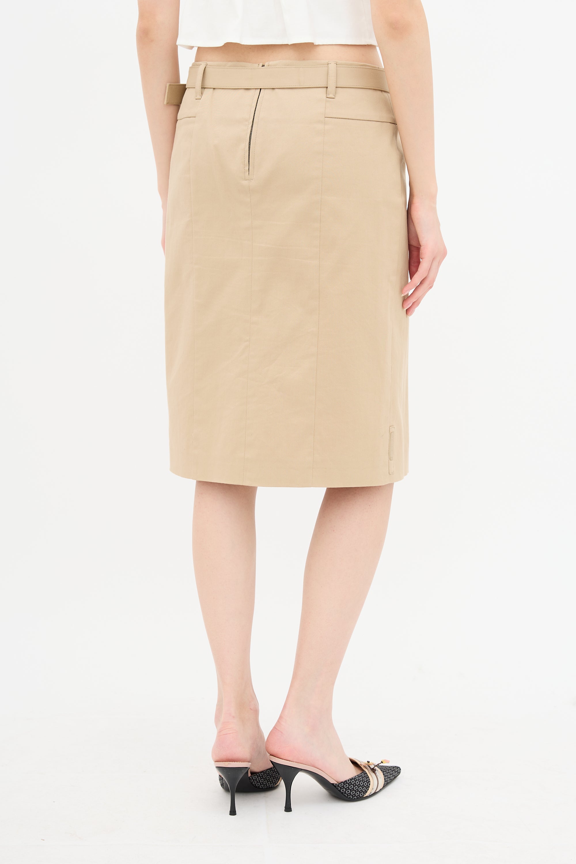 Prada Belted Logo Skirt