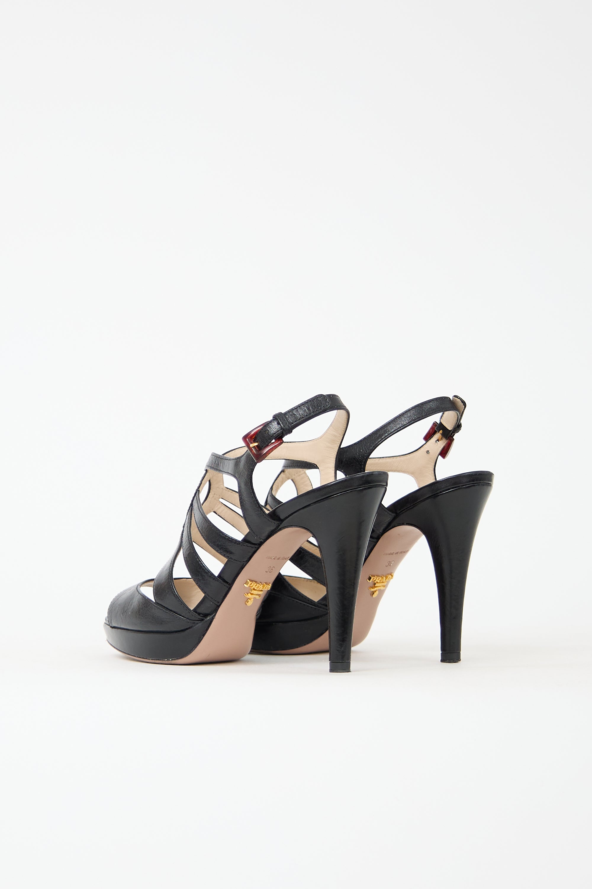 Prada Leather Caged Slingback Heel