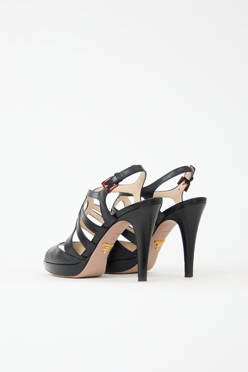 Prada Leather Caged Slingback Heel