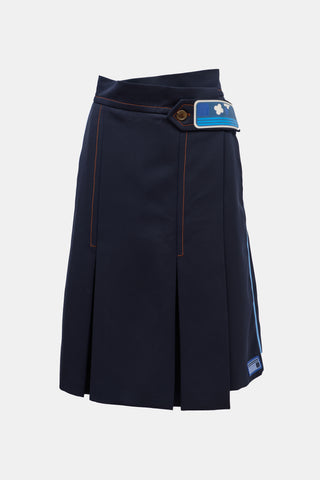 Prada 2018 Rubberized Logo Wrap Skirt