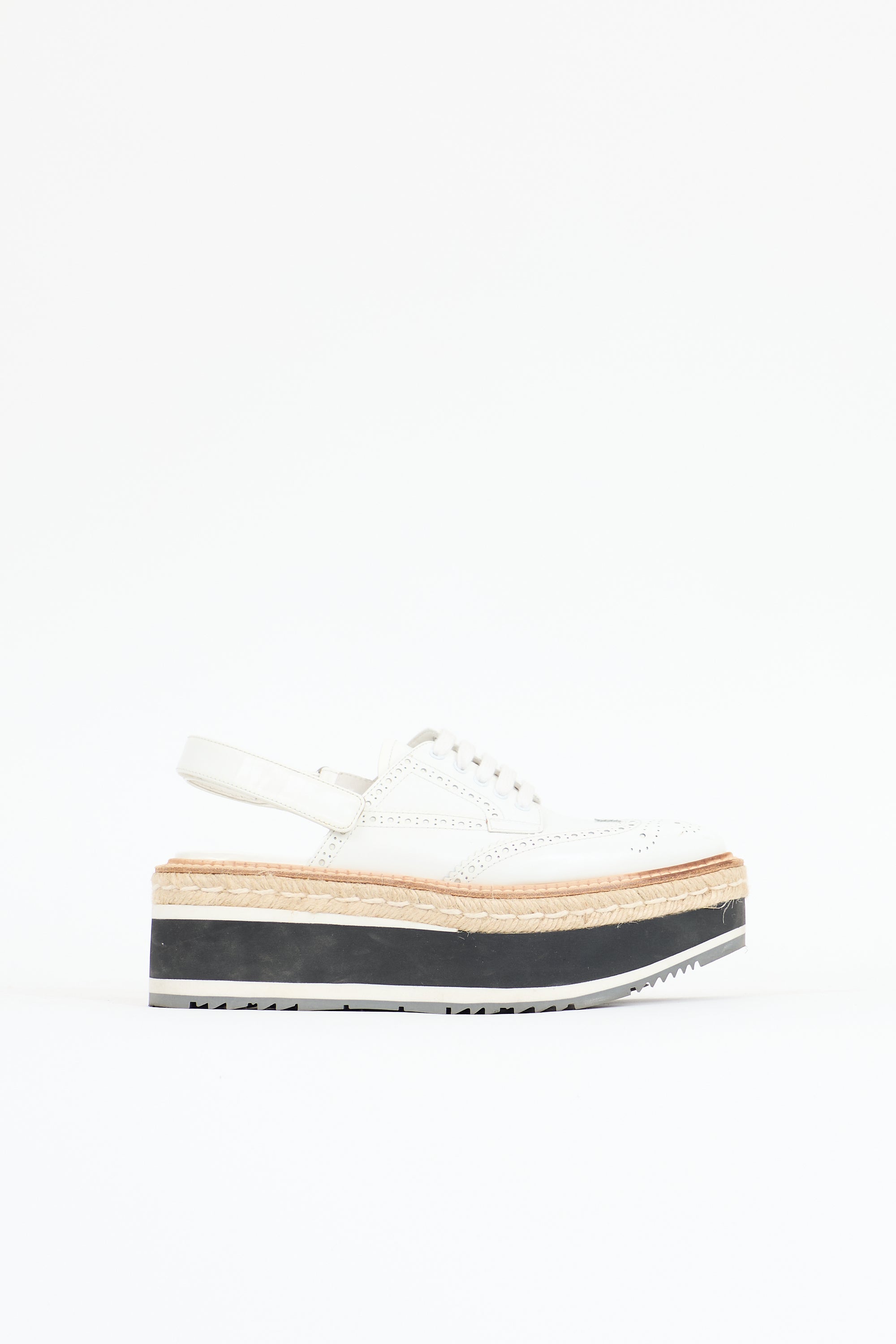 Prada Leather Brogue Slingback Oxford