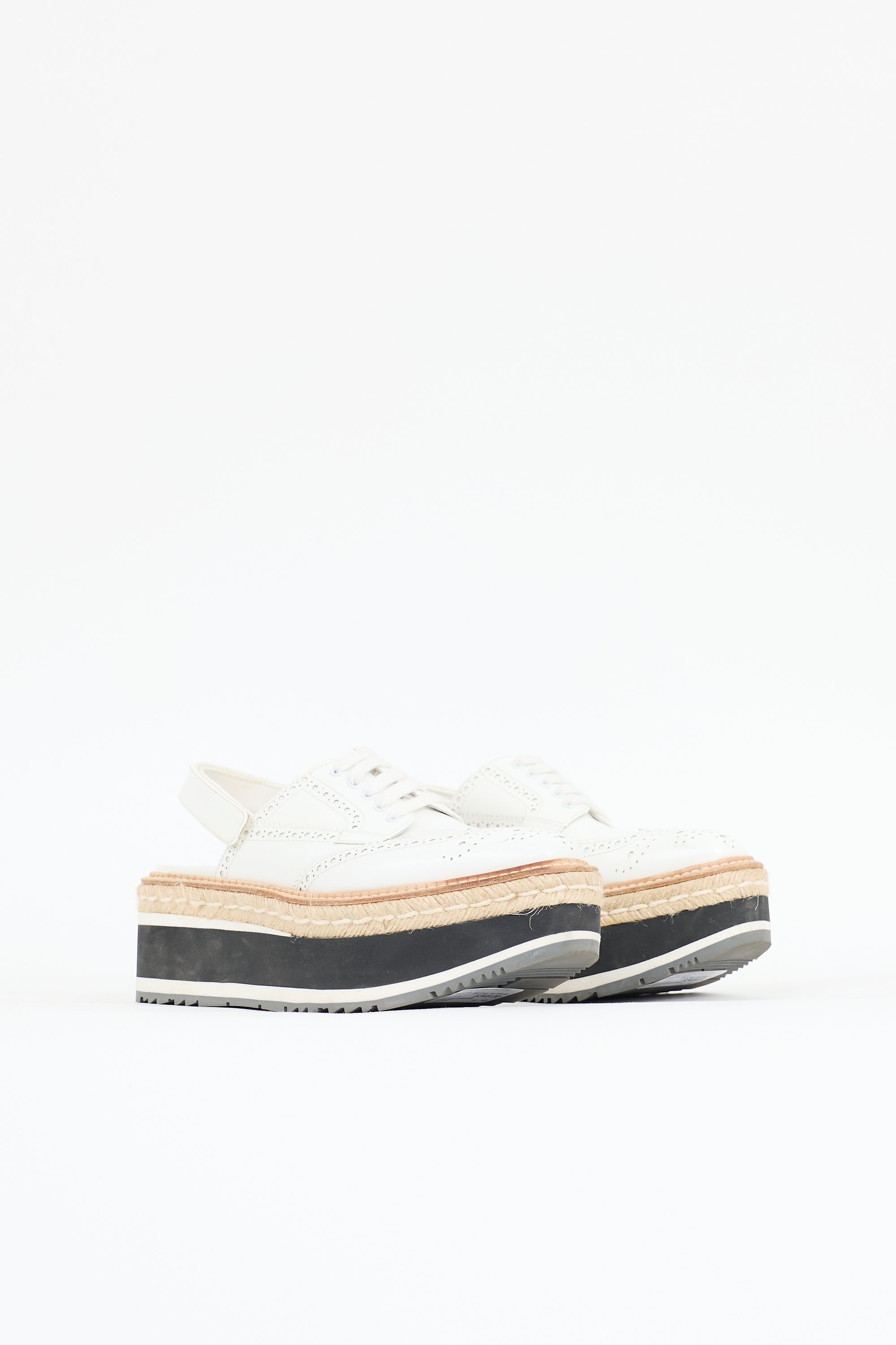 Prada Leather Brogue Slingback Oxford
