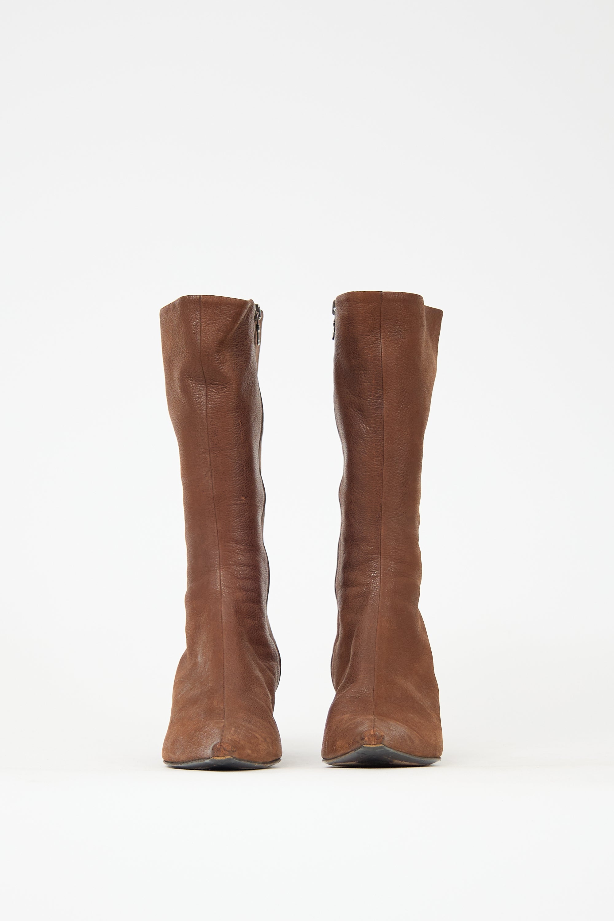 Prada Leather Pointed Boot