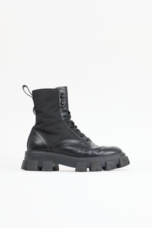Prada Leather & Re-Nylon Monolith Boot