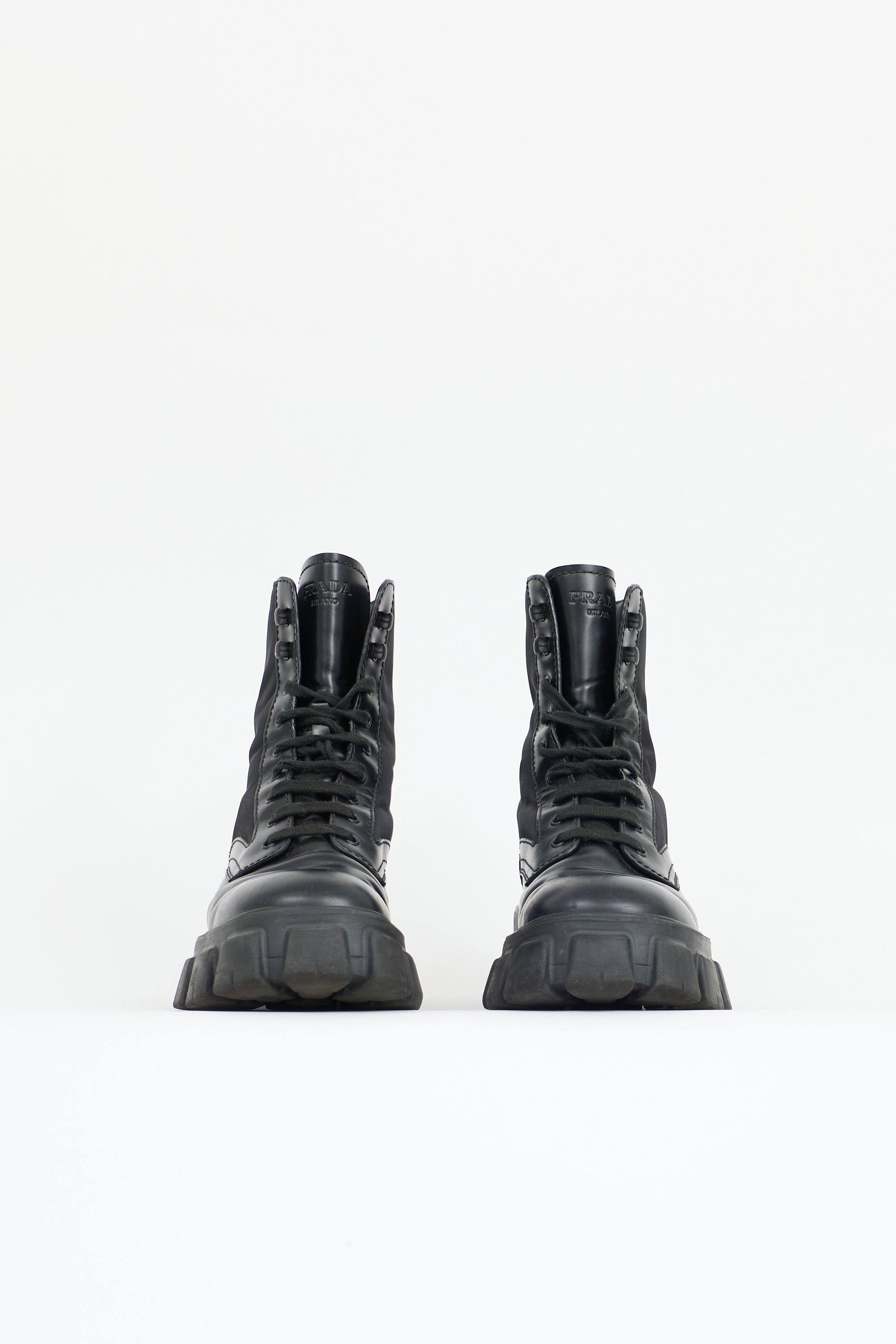 Prada Leather & Re-Nylon Monolith Boot