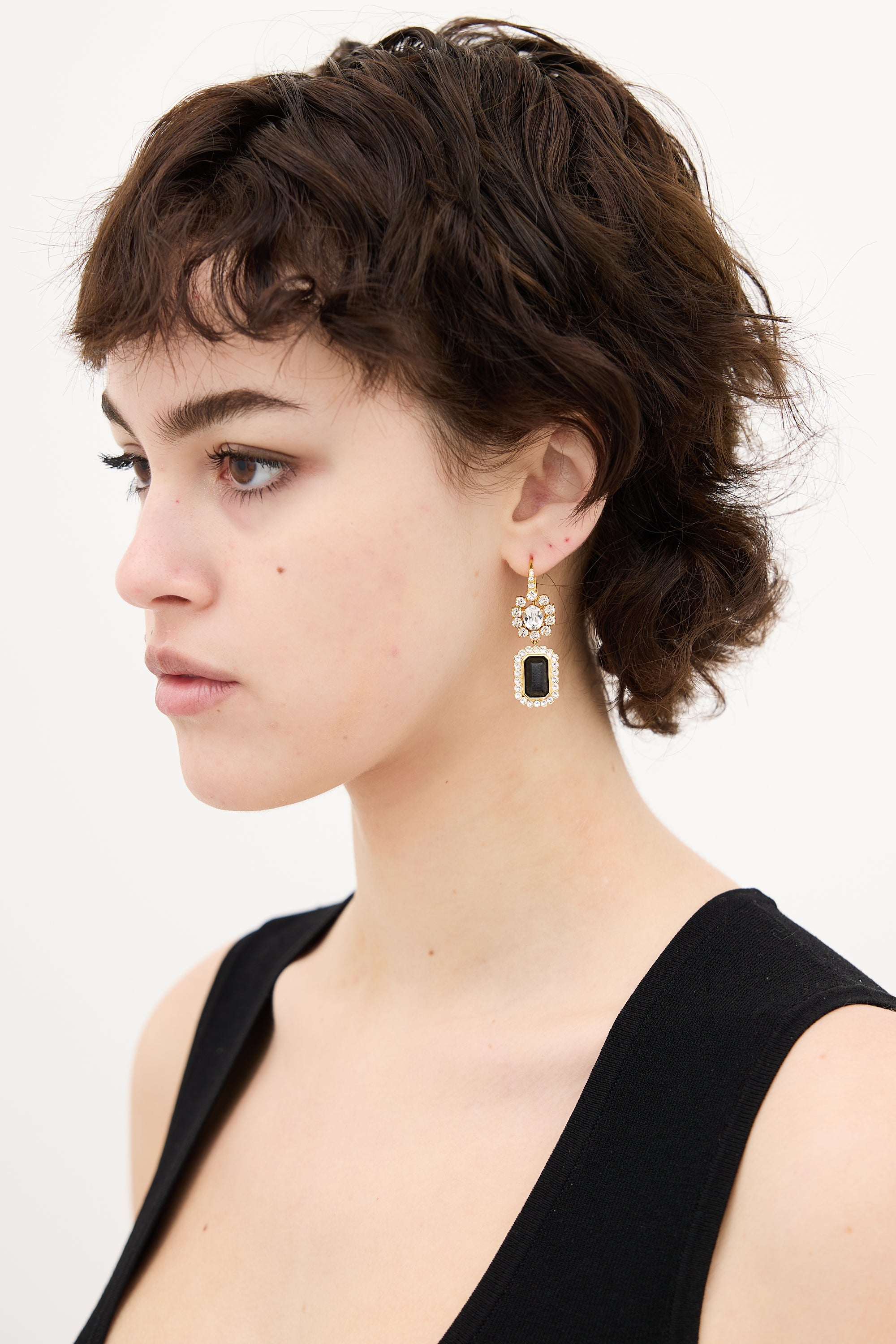 Prada Gold & Multi Crystal Drop Earrings
