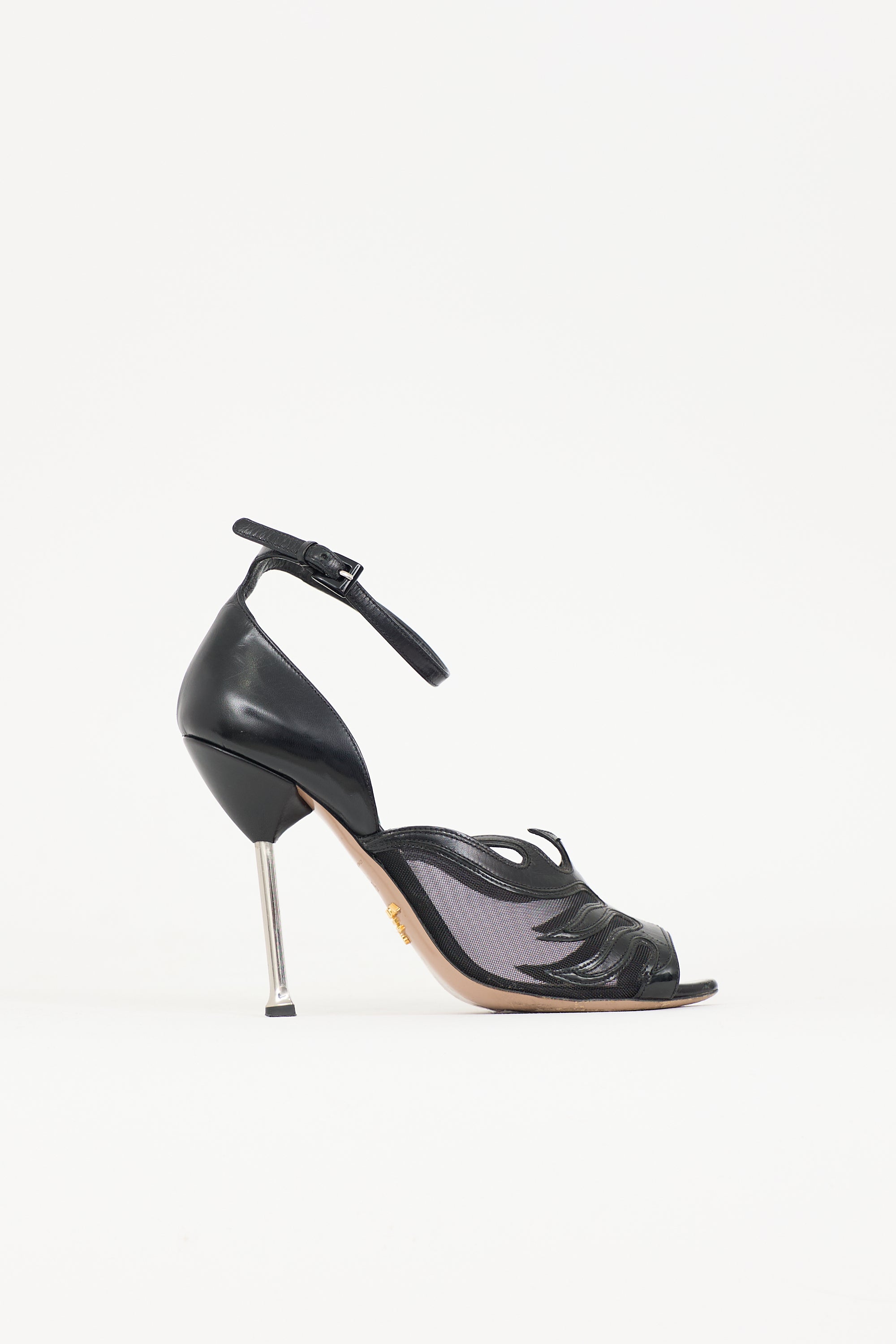 Prada Leather & Mesh Flame Heel
