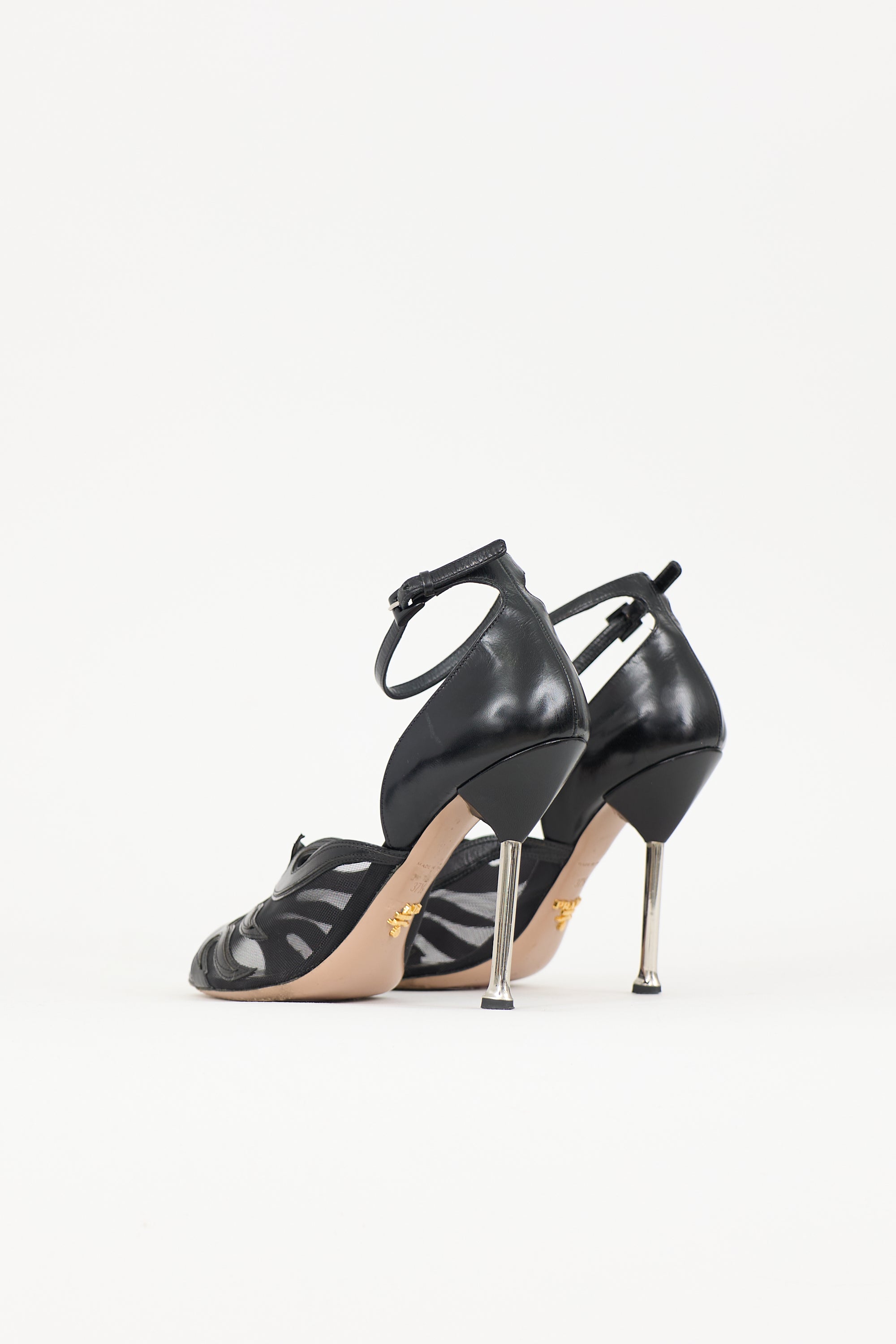 Prada Leather & Mesh Flame Heel