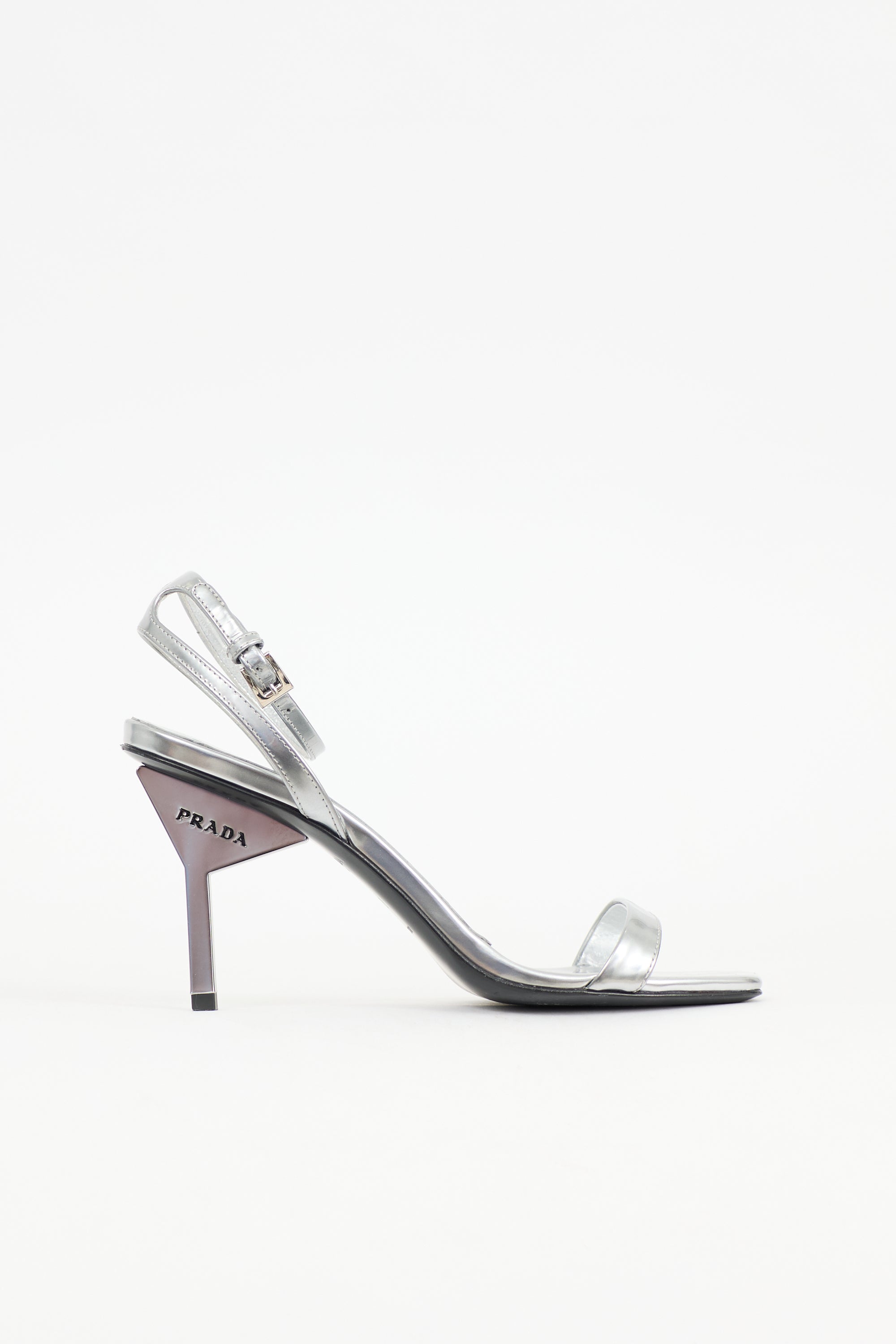 Prada Leather Triangle Logo Sandal