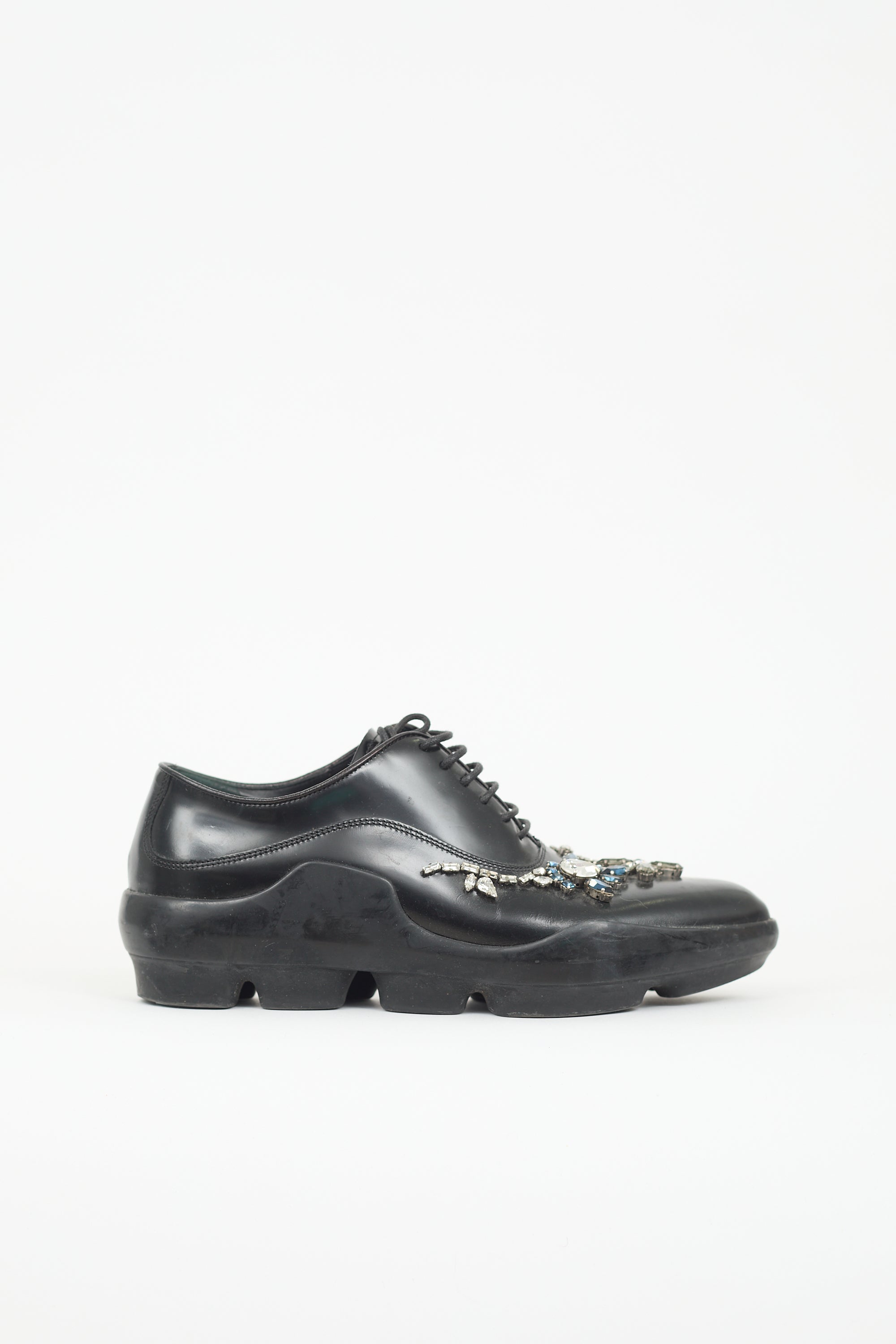 Prada Leather Crystal Embellished Oxford