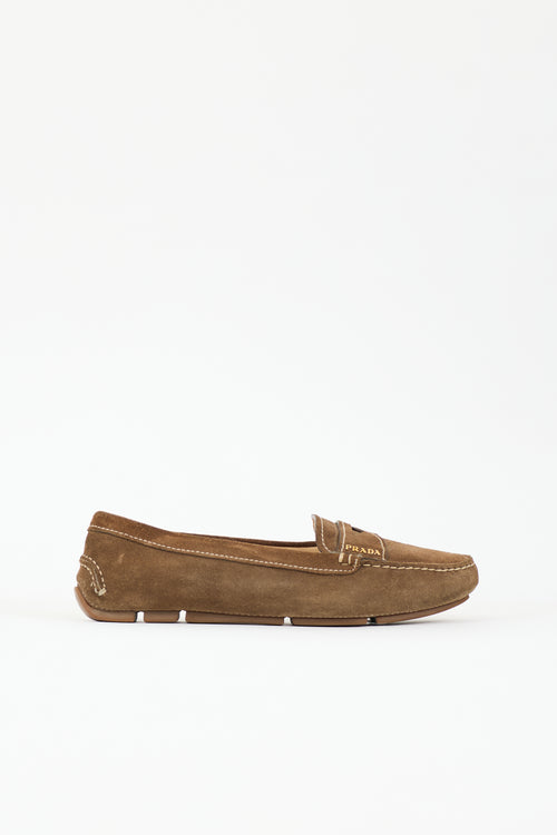 Prada Suede Logo Loafer