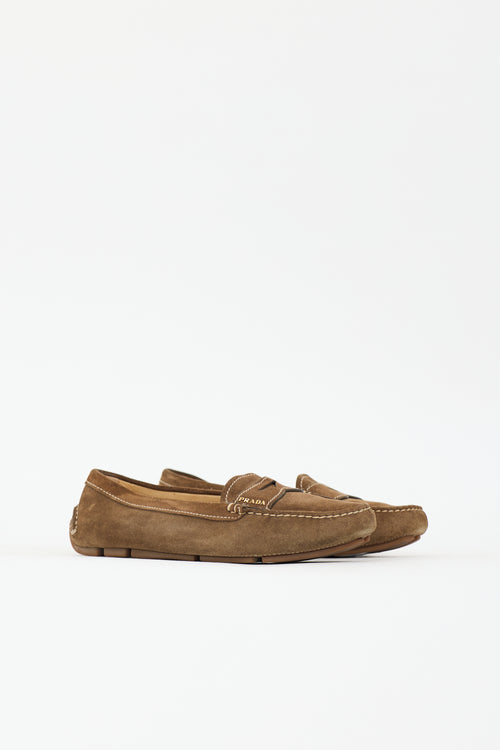 Prada Suede Logo Loafer