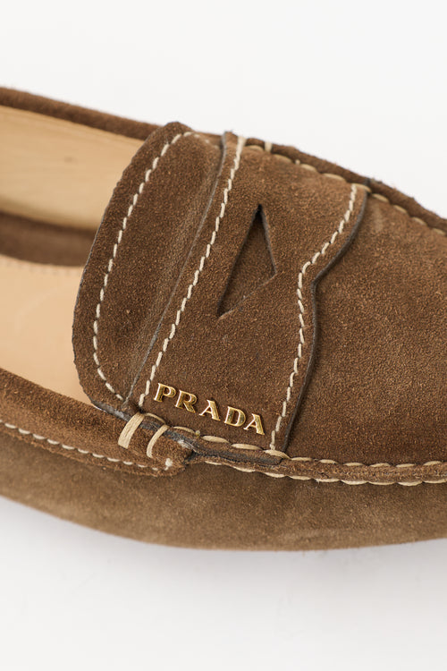 Prada Suede Logo Loafer